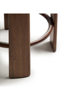 FABEST sgabello h 65 o 75 cm in tessuto effetto ciniglia beige e gambe in legno massello di frassino finitura noce design