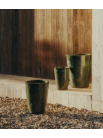 DADAY set of 3 terracotta vases with blue enamel finish