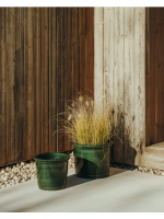 NAGER ensemble de 2 vases en terre cuite avec finition émaillée vert