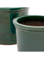 NAGER set of 2 terracotta vases with green enamel finish