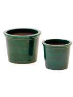 NAGER set of 2 terracotta vases with green enamel finish