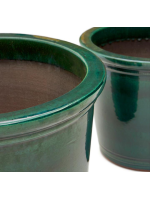 NAGER Juego de 2 jarrones de terracota con acabado esmaltado verde