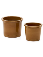 ISABEL ensemble de 2 vases en terre cuite avec finition émaillée couleur moutarde