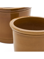 ISABEL set of 2 terracotta vases with mustard-colored enamel finish