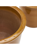 ISABEL set of 2 terracotta vases with mustard-colored enamel finish