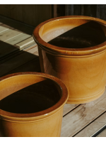 ISABEL ensemble de 2 vases en terre cuite avec finition émaillée couleur moutarde