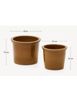 ISABEL ensemble de 2 vases en terre cuite avec finition émaillée couleur moutarde