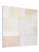 GROVIER 95x95 cm painting on white canvas with handmade reliefs and textures