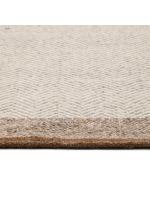 ELLIN 160x230 cm beigefarbener Wollteppich mit Fischgrätmuster