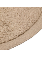 ASAL Ø 200 cm doppelgewebter beige Wollteppich