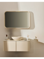 BILLE 60x90 cm mirror with shelf in ash MDF with beige lacquered finish