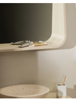 BILLE 60x90 cm miroir avec étagère en MDF frêne avec finition laquée beige