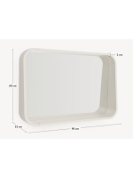 BILLE 60x90 cm miroir avec étagère en MDF frêne avec finition laquée beige