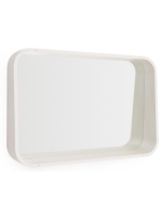 BILLE 60x90 cm Spiegel mit Ablage aus Eschen-MDF mit beige lackierter Oberfläche