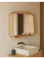 DOREA 60x90 cm miroir avec étagère en MDF frêne avec finition naturelle