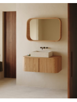 DOREA 60x90 cm Spiegel mit Ablage aus Eschen MDF mit natürlichem Finish