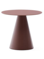 ALEGRA Couchtisch Ø 50 cm Platte aus gehärtetem Glas und aus satiniertem terrakottafarben lackiertem Metall