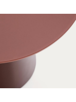 ALEGRA tavolino Ø 50 cm piano in vetro temperato e struttura in metallo terracotta satinato