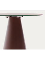 ALEGRA Couchtisch Ø 50 cm Platte aus gehärtetem Glas und aus satiniertem terrakottafarben lackiertem Metall