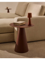 ALEGRA Couchtisch Ø 50 cm Platte aus gehärtetem Glas und aus satiniertem terrakottafarben lackiertem Metall