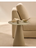 ROME coffee table Ø 50 cm tempered glass top and satin light grey colored painted metal