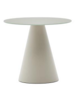 ROME petite table Ø 50 cm plateau en verre trempé et structure en métal couleur gris clair satinée