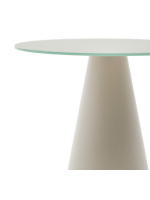 ROME petite table Ø 50 cm plateau en verre trempé et structure en métal couleur gris clair satinée
