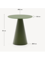 NERIADA mesita Ø 50 cm tapa de cristal templado y estructura de metal color verde satinado