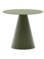 NERIADA coffee table Ø 50 cm tempered glass top and satin green colored painted metal