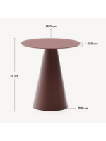 ALEGRA tavolino Ø 50 cm piano in vetro temperato e struttura in metallo terracotta satinato