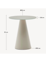 ROME tavolino Ø 50 cm piano in vetro temperato e struttura in metallo grigio satinato