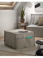CLOP pouf letto 70x60 aperto letto 70x180 in tessuto sfoderabile