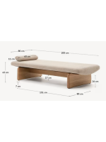 GAIA Chaise longue bed in solid ash and chenille cushions included