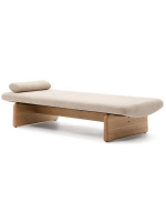 GAIA Chaise longue bed in solid ash and chenille cushions included