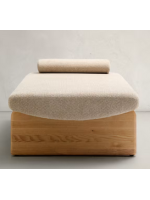 GAIA Lit méridienne en frêne massif et coussins chenille inclus