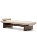 NOELLE Chaise longue cama en fresno macizo con acabado nogal y cojines de chenilla incluidos