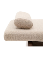 NOELLE Chaise longue cama en fresno macizo con acabado nogal y cojines de chenilla incluidos