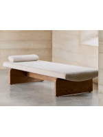 NOELLE chaise longue lettino in massello di frassino finitura noce e cuscini in ciniglia inclusi