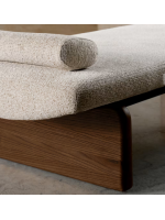 NOELLE Chaise longue cama en fresno macizo con acabado nogal y cojines de chenilla incluidos