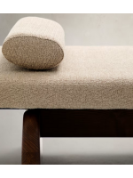 NOELLE Chaise longue cama en fresno macizo con acabado nogal y cojines de chenilla incluidos