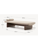 NOELLE Chaise longue cama en fresno macizo con acabado nogal y cojines de chenilla incluidos