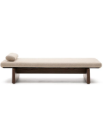 NOELLE Chaise longue cama en fresno macizo con acabado nogal y cojines de chenilla incluidos