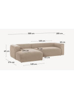 AIDA 300x174 Sofá con chaise longue de chenilla resistente a las manchas diseño para el hogar