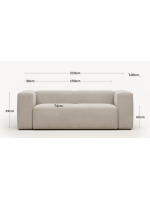 DESMOND divano 2 posti 210 cm in ciniglia beige antimacchia