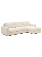 CONFIDENC Sofá de 4 plazas desenfundable 310 cm con chaise longue en chenilla color crudo