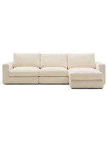 CONFIDENC divano 4 posti sfoderabile 310 cm con chaise longue in ciniglia ecrù