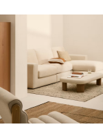 CONFIDENC Sofá de 4 plazas desenfundable 310 cm con chaise longue en chenilla color crudo