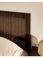 MESCO single bed headboard in solid ash wood with walnut finish