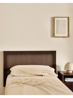 MESCO single bed headboard in solid ash wood with walnut finish