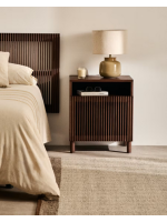 MESCO solid wood and ash veneer bedside table with walnut finish